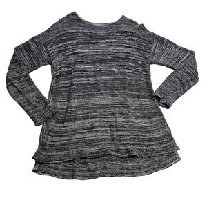 Daisy Fuentes Size XL Grey Black White Tunic Sweater Long Sleeve
